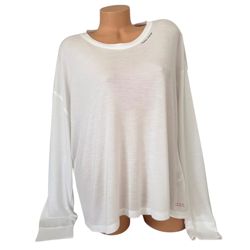 Mind Body Love by Peace Love Word White Happy Energy Long Sleeve Relaxed Top L